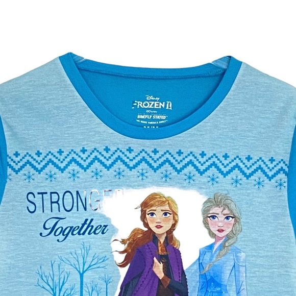 Frozen II Stronger Together Blue Pajama Top Size Medium - Picture 2 of 5